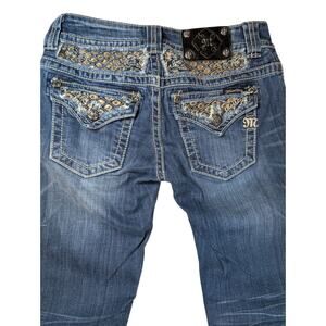 Women’s Bootcut Jeans Miss Me JP5645B Dark Wash Sequin Flap Pockets Size 27
